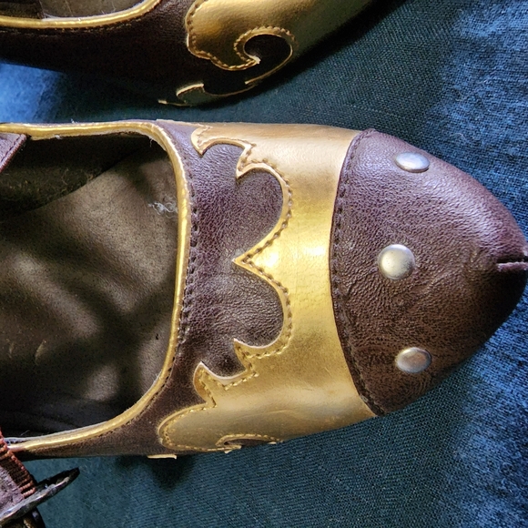 Metallic gold and brown Steampunk style pumps Size 10 - Picture 5 of 8